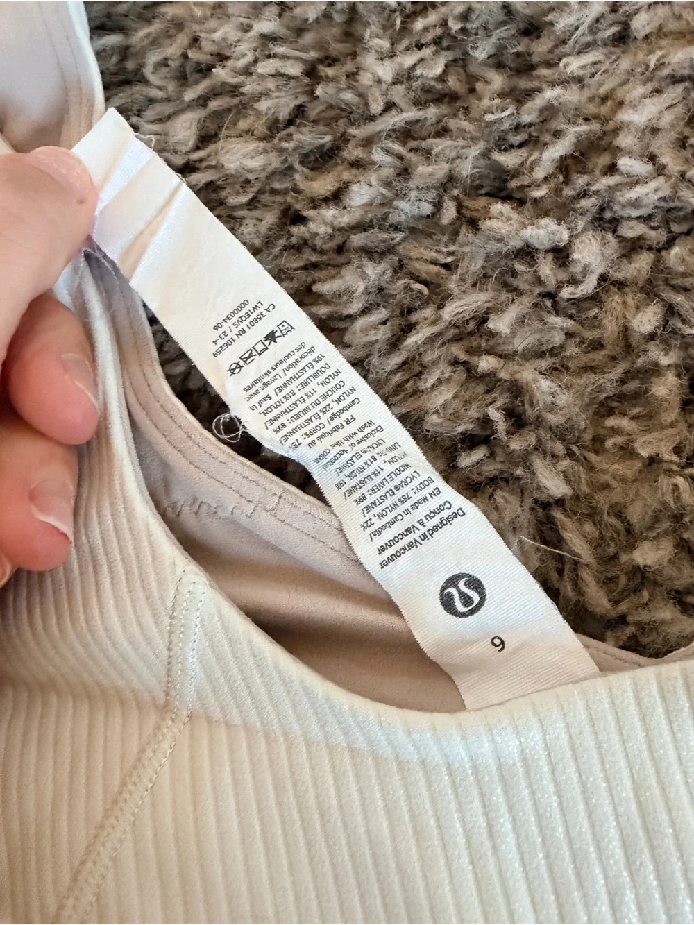 lululemon athletica Ribbed Cream Seamless Bralette Tank